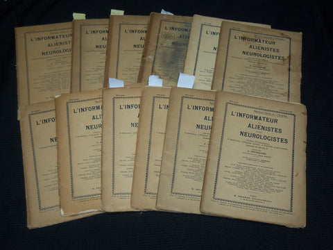 1920-1922 L'INFORMATEUR DES ALIENISTES ET DES NEUROLOGISTS LOT OF 12 - WR 505G