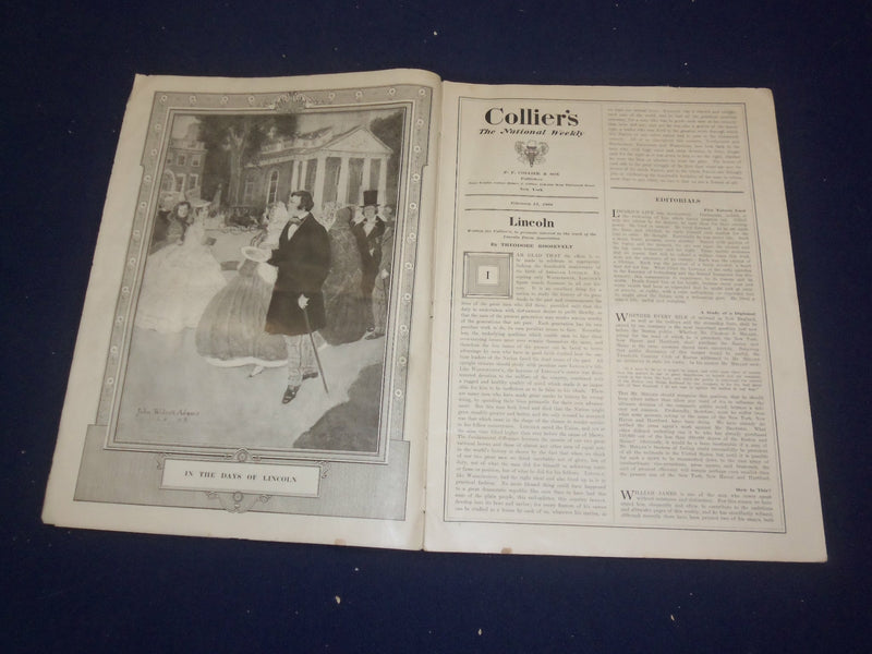 1908 FEBRUARY 15 COLLIER'S MAGAZINE - ABRAHAM LINCOLN BY T. ROOSEVELT - ST 6781