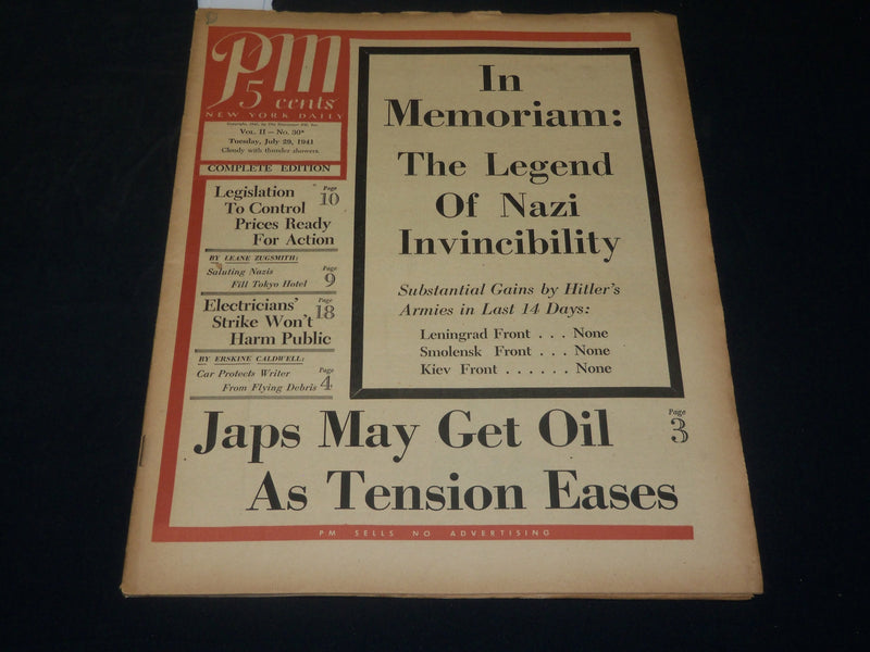 1941 JULY 29 PM'S WEEKLY NEWSPAPER - JAPS MAY GET OIL AS TENSION EASES - NP 4927