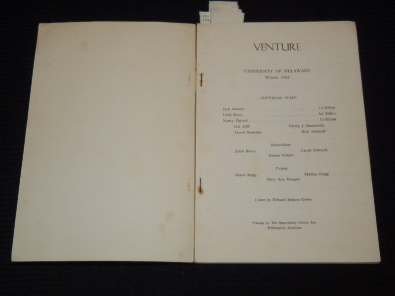 1963 WINTER VENTURE POETRY MAGAZINE - VOLUME 1 NO. 1. - J 7397
