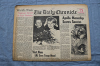 1966 FEB 26 THE DAILY CHRONICLE NEWSPAPER - APOLLO MOONSHIP SUCCESS - NP 8500