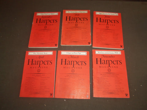 1934-39 HARPER'S MONTHLY MAGAZINE - LOT OF 19- STORIES & ILLUSTRATIONS- WR 1000A