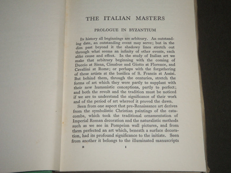 1930'S THE ITALIAN MASTERS A SURVEY & GUIDE BOOK BY HORACE SHIPP - KD 3998