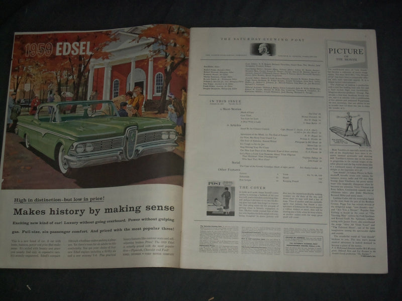 1958 NOVEMBER 29 THE SATURDAY EVENING POST MAGAZINE- ILLUSTRATED COVER- SP 2481L