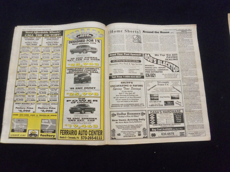 1999 WYOMING COUNTY (PENNSYLVANIA) ADVANCE NEWSPAPER - LOT OF 2 - NP 6216