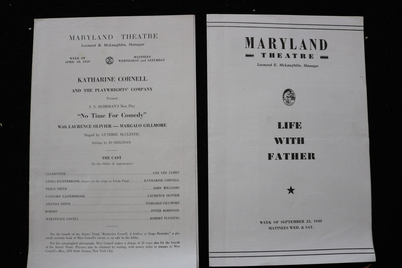 1939-1940 MARYLAND THEATRE PROGRAM - LOT OF 2 - K 2810