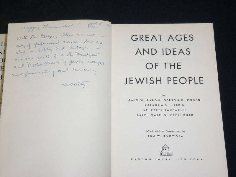 1956 GREAT AGES AND IDEAS OF THE JEWISH PEOPLE BOOK BY LEO W. SCHWARZ - KD 2762S