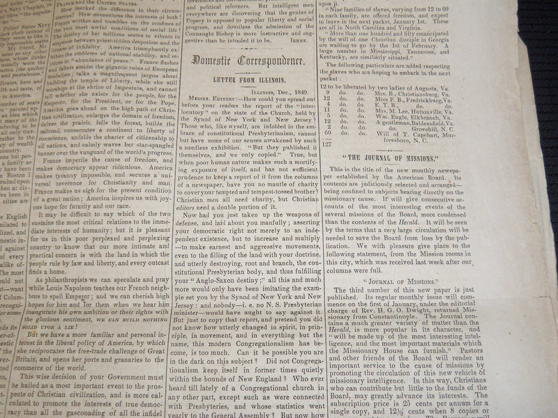 1849 DECEMBER 20 THE INDEPENDENT NEWSPAPER - ZULUS - VOLUME 1 NO. 55 - NP 3879L