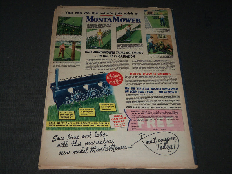 1954 MAY 9 SUNDAY NEWS COLOROTO MAGAZINE SECTION - BELLA DARVI COVER - J 2865