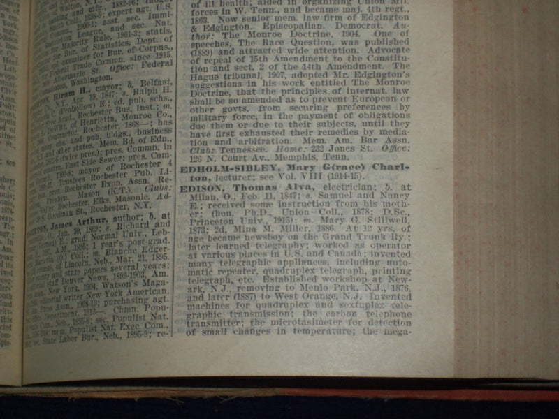 1916-1917 WHO'S WHO IN AMERICA VOLUME NO. 9 - LOAD WITH FAMOUS NAMES - KD 2175