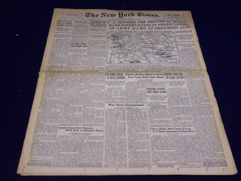 1944 DECEMBER 6 NEW YORK TIMES - 3D ARMY RAMS SIEGFRIED LINE - NT 2368