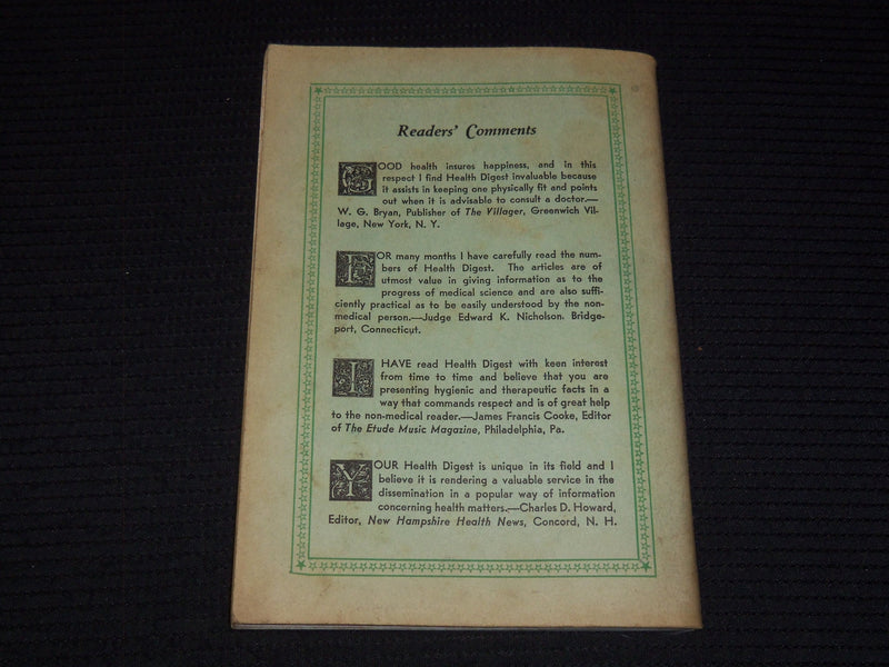 1938 MARCH HEALTH DIGEST MAGAZINE - ALEXIS CARREL - K 1078