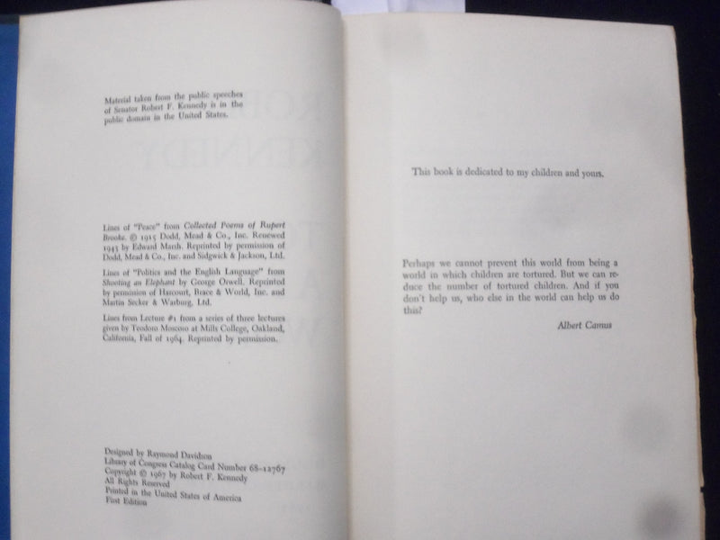 1967 TO SEEK A NEWER WORLD HARDCOVER BOOK BY ROBERT F. KENNEDY - KD 8677
