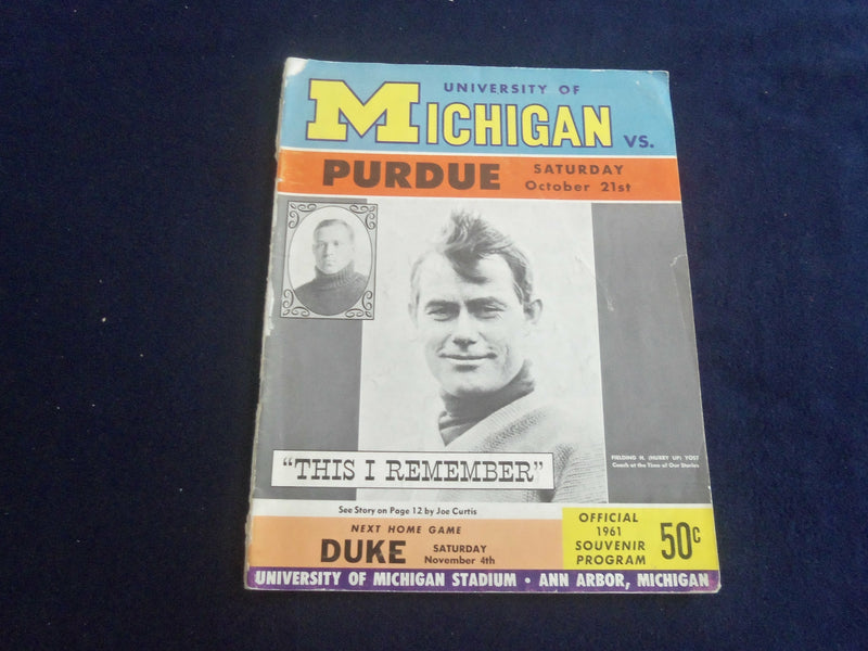 1961 NOV 4 FOOTBALL PROGRAM - UNIVERSITY OF MICHIGAN VS PURDUE UNIV - ST 7169