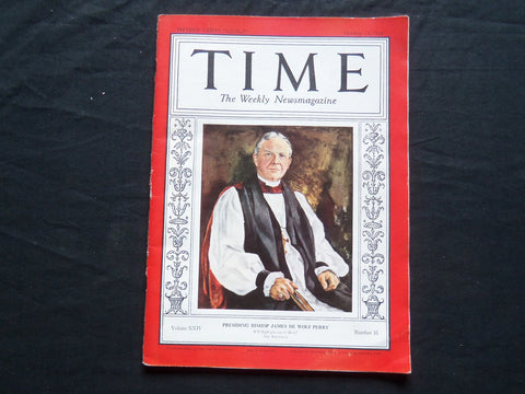 1934 OCTOBER 15 TIME MAGAZINE - BISHOP JAMES D WOLF PERRY - T 439