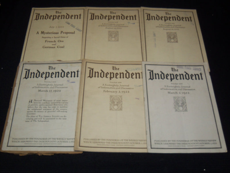 1923-1924 THE INDEPENDENT WEEKLY MAGAZINE LOT OF 35 - ARTICLES & ADS - WR 707