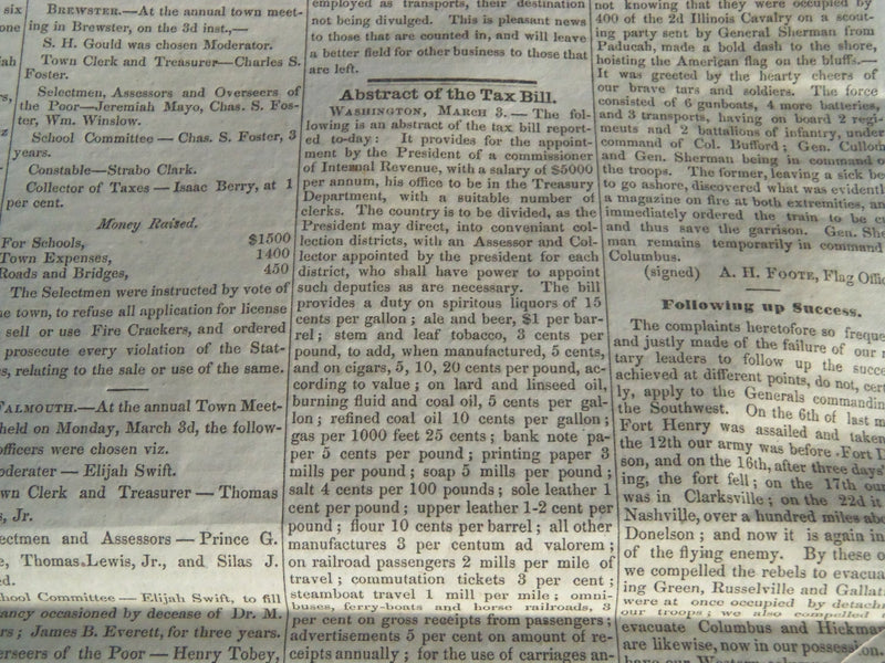 1862 MARCH 7 YARMOUTH REGISTER NEWSPAPER - FT. DONELSON PRISONERS - NP 614G