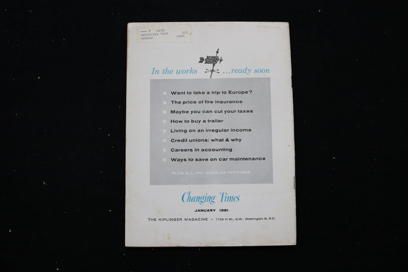 1961 JANUARY CHANGING TIMES MAGAZINE - FABULOUS 15 YEARS AHEAD COVER - E 10903