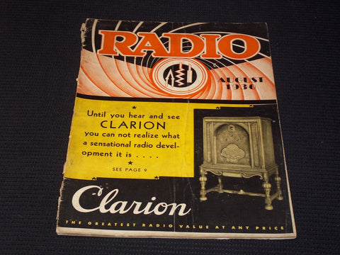 1930 AUGUST RADIO MAGAZINE - CLARION FRONT COVER - E 6284