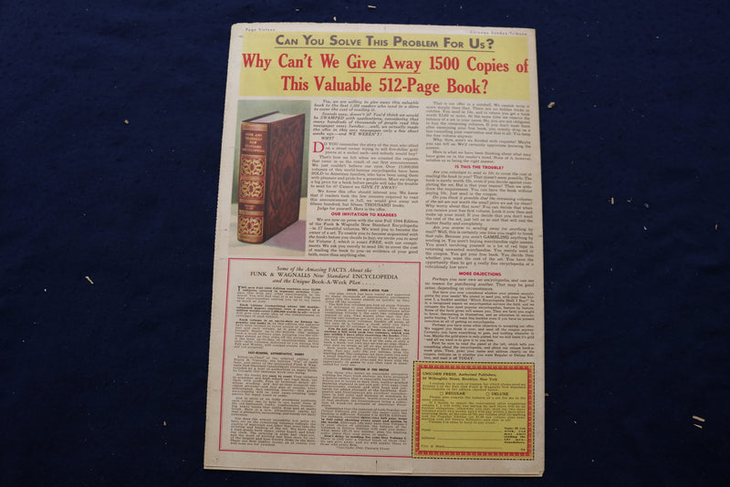 1944 AUGUST 20 CHICAGO TRIBUNE MAGAZINE - ROBERT WALKER COVER - E 22816