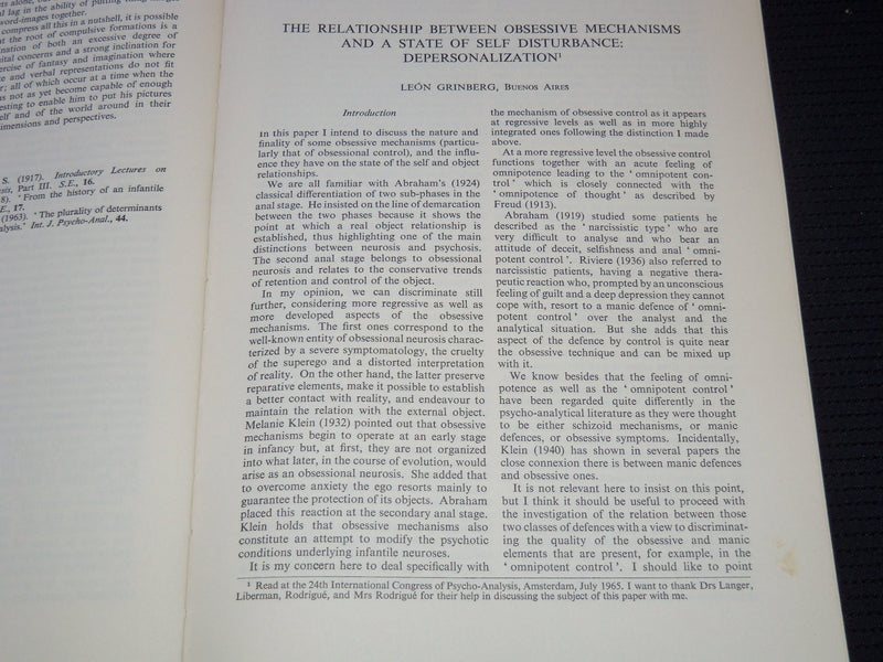1955-1966 THE INTERNATIONAL JOURNAL OF PSYCHO-ANALYSIS LOT OF 6 ISSUES - WR 273