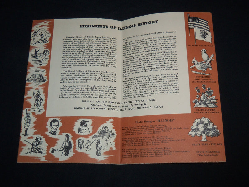 1953 SCENIC AND HISTORIC ILLINOIS FOLD-OUT MAP - J 8769