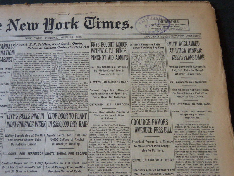 1926 JUNE 29 NEW YORK TIMES - SMITH ACCLAIMED AT UTICA DINNER - NT 5610
