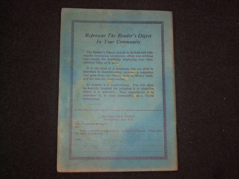 1927 SEPTEMBER THE READER'S DIGEST SOFTCOVER BOOK - NUMBER 65 - J 9912