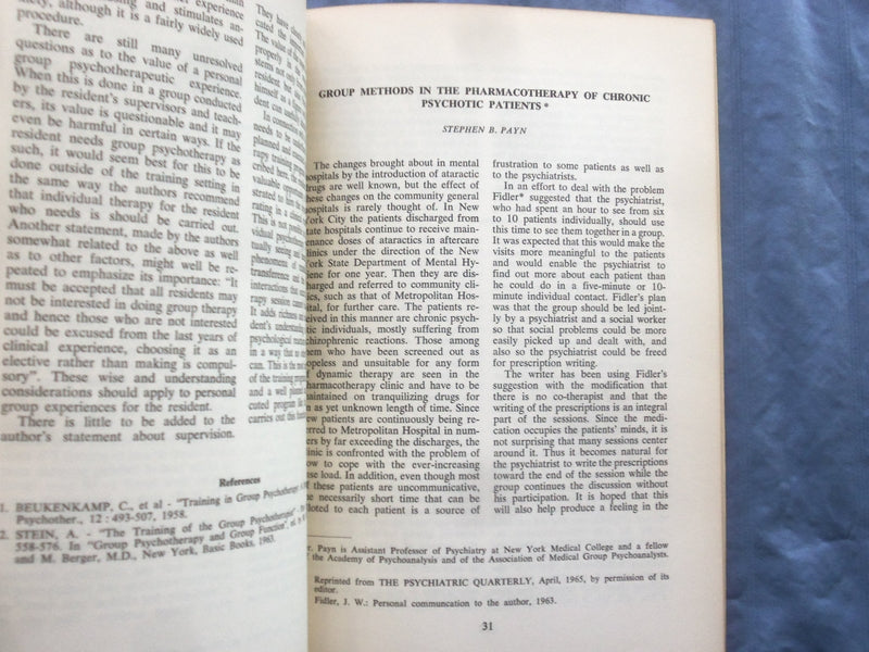 1965 THE JOURNAL OF PSYCHOANALYSIS IN GROUPS SOFTCOVER BOOK BY - K 300