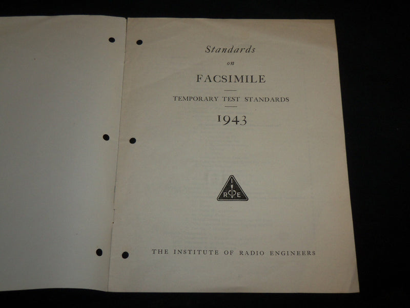 1943 TEMPORARY TEST STANDARDS ON FACSIMILE RADIO MAGAZINE- J 6671