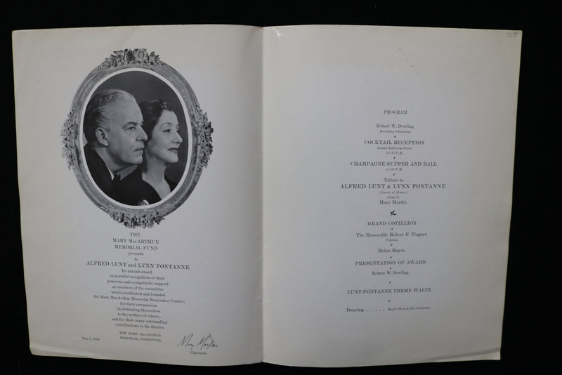1958 MAY 5 THE LUNT-FONTANNE BALL MARY MACARTHUR MEMORIAL FUND PROGRAM - K 2262