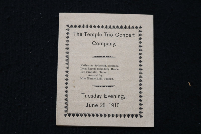 1910 JUNE 28 THE TEMPLE TRIO CONCERT COMPANY PROGRAM - K 1817