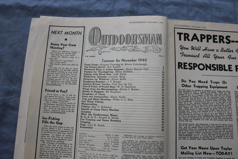 1940 NOVEMBER OUTDOORSMAN MAGAZINE - CAMP PERRY SHOOT - ST 1001G