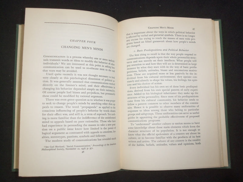 1950 WAR OF THE MINDS OF MEN HARDCOVER BOOK BY FREDERICK S. DUNN - KD 9266