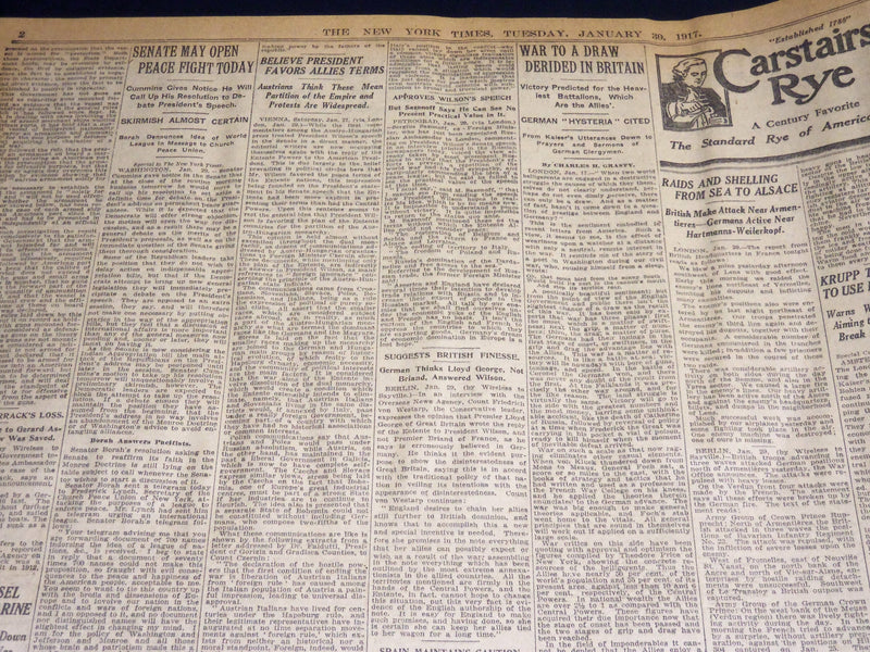 1917 JANUARY 30 NEW YORK TIMES - ALLIED WARSHIPS CHASING RAIDER - NT 8748