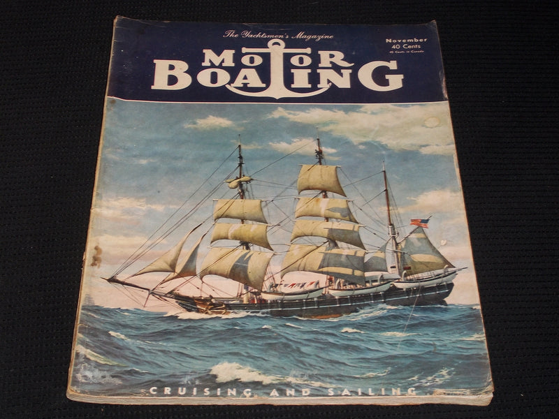 1952 NOVEMBER MOTOR BOATING MAGAZINE BEAUTFUL ILLUSTRATED FRONT COVER - E 4377
