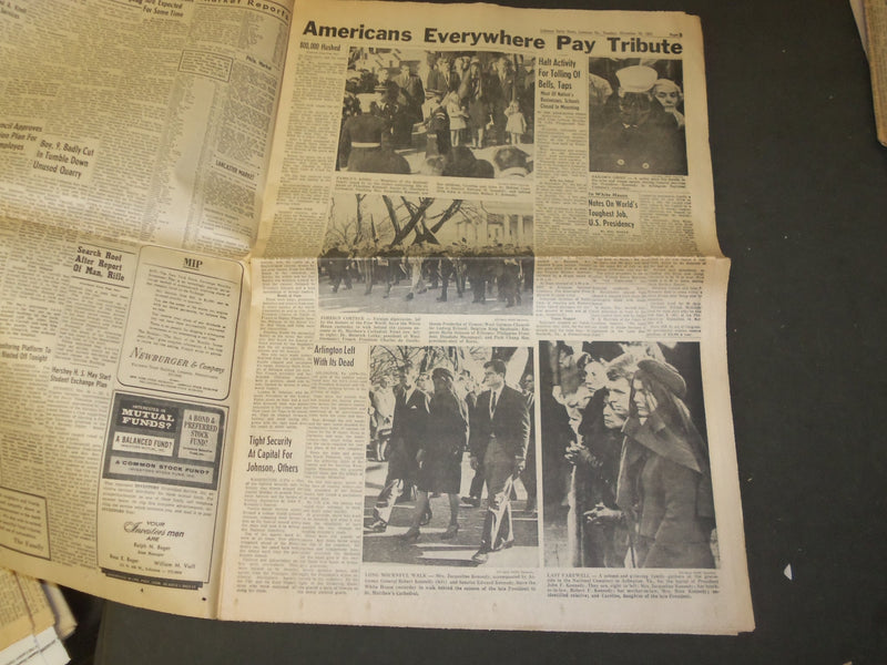 1963 NOVEMBER 26 LEBANON (PA) DAILY NEWS NEWSPAPER - JFK FUNERAL - NP 3329
