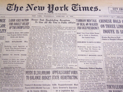 1932 FEBRUARY 10 NEW YORK TIMES - WALKER FOR VICE PRESIDENCY - NT 4773