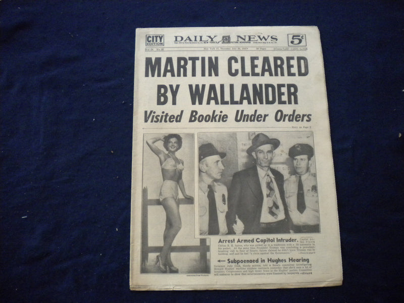1947 JULY 24 NEW YORK DAILY NEWS NEWSPAPER -MARTIN CLEARED BY WALLANDER- NP 5985