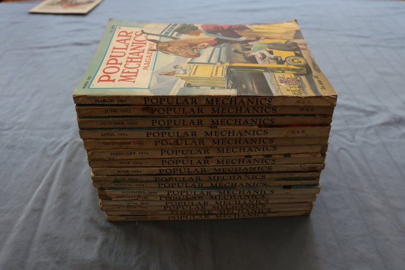 1951-1956 POPULAR MECHANICS MAGAZINE - LOT OF 16 - O 3338