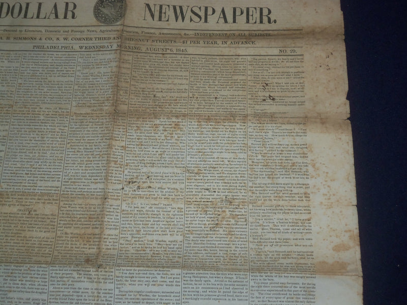 1845 AUGUST 6 & 15 THE SATURDAY EVENING POST - LOT OF 2 - DISRAELI -NP 5064