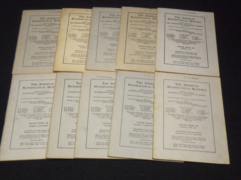 1926 THE AMERICAN MATHEMATICAL MONTHLY MAGAZINE LOT OF 10 -COMPLETE YR - WR 277F