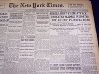 1936 NOV 10 NEW YORK TIMES - REBELS SHIFT ATTACK THREATEN MADRID - NT 2132