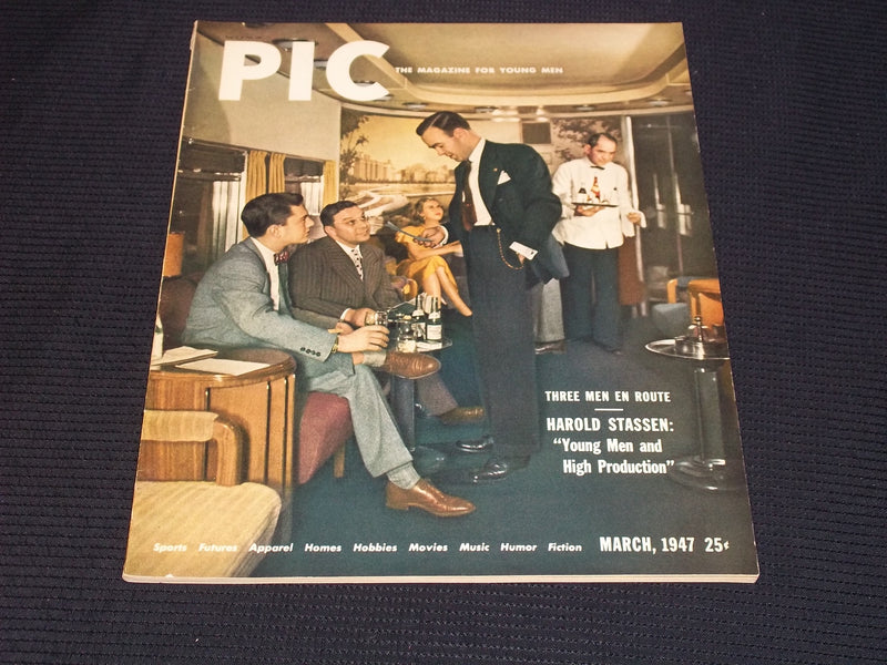 1947 MARCH PIC MAGAZINE - HAROLD STASSEN YOUNG MEN & HIGH PRODUCTION - E 20567