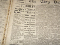 1901 SEPT THE TROY DAILY TIMES NEWSPAPER LOT OF 4 - CZOLGOSZ TRIAL - NP 1426C