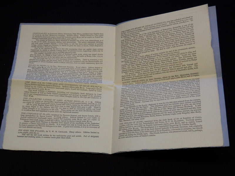 1920'S PROSPECTUS OF THE FORTUNE PRESS LIMITED EDITIONS PAMPHLET - J 7989