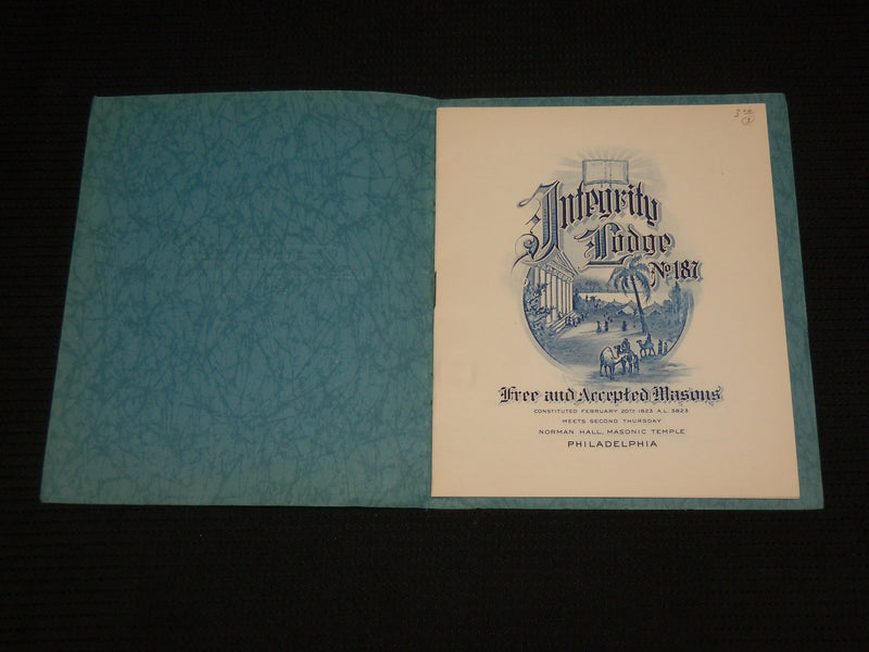 1948 INTEGRITY LODGE NO. 187 MASONS 1823-1948 125TH ANNIVERSARY BOOK - J 6997