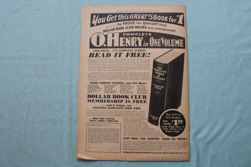 1935 OCTOBER 20 NEW YORK TIMES BOOK REVIEW SECTION - SINCLAIR LEWIS - NP 9168