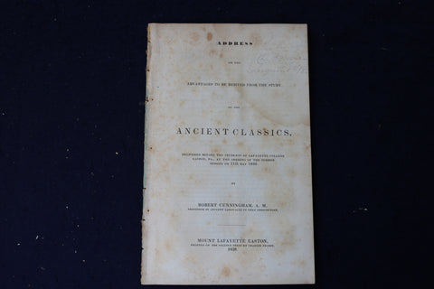 1839 LAFAYETTE COLLEGE ANCIENT CLASSICS ADDRESS SOFTCOVER BOOKLET - K 1401