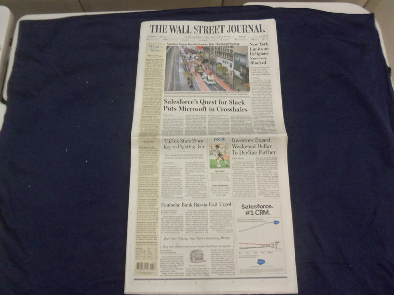 2020 NOV 27 THE WALL STREET JOURNAL - N.Y. LIMITS ON RELIGIOUS SERVICES BLOCKED